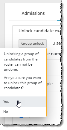 Select Yes to confirm group unlock.